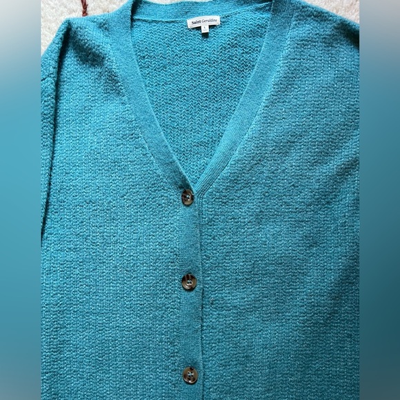 Women’s Aqua Blue Oversized Cardigan Saint Geraldine Brand Size L - Picture 2 of 8